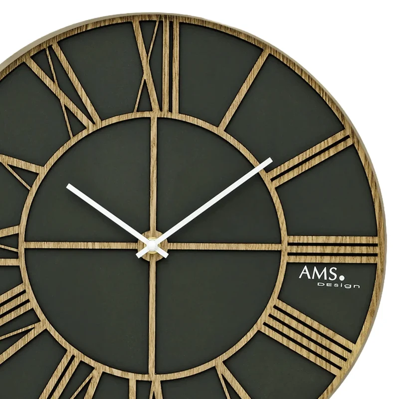 AMS W9641 Wanduhr Sonoma-Eiche • Lasergeschnittenes Design • Quarzwerk