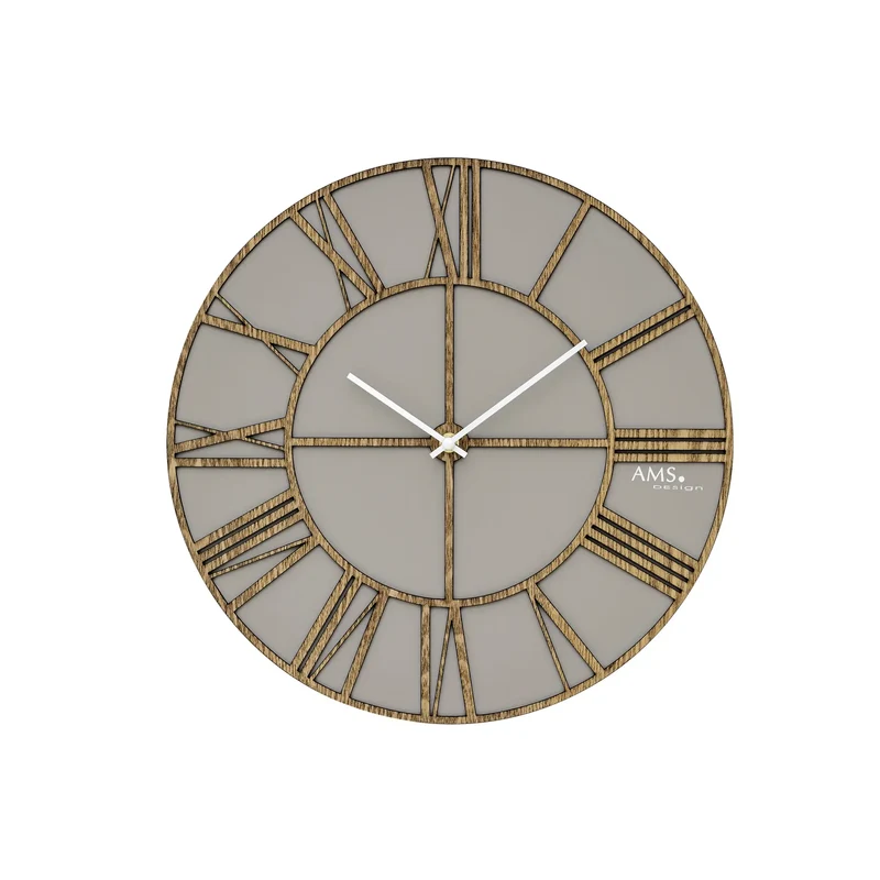 AMS W9635 Wanduhr Holz • Lasergeschnittenes Design • Quarzwerk