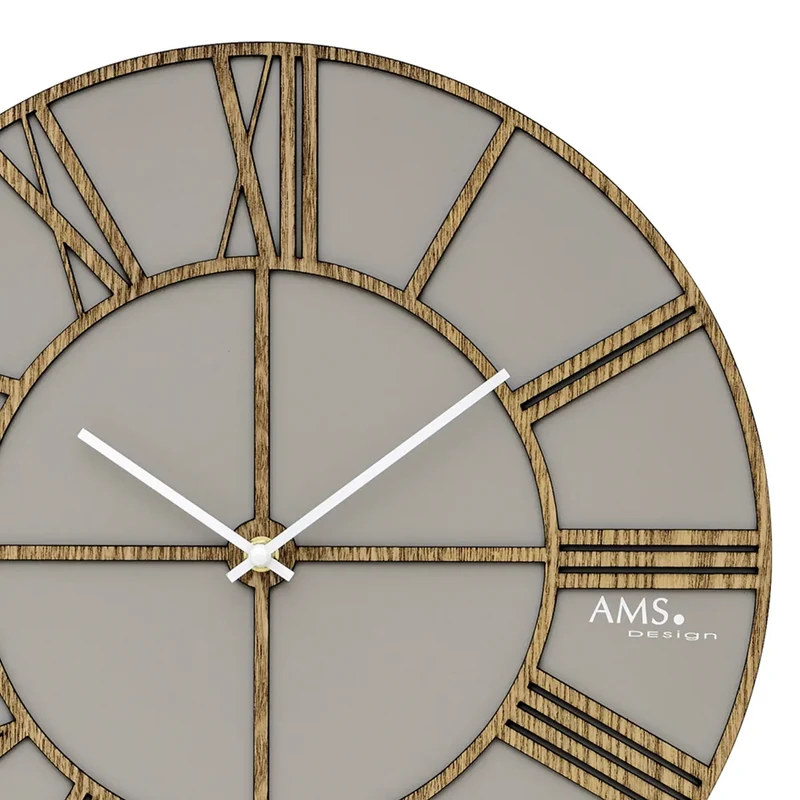 AMS W9635 Wanduhr Holz • Lasergeschnittenes Design • Quarzwerk