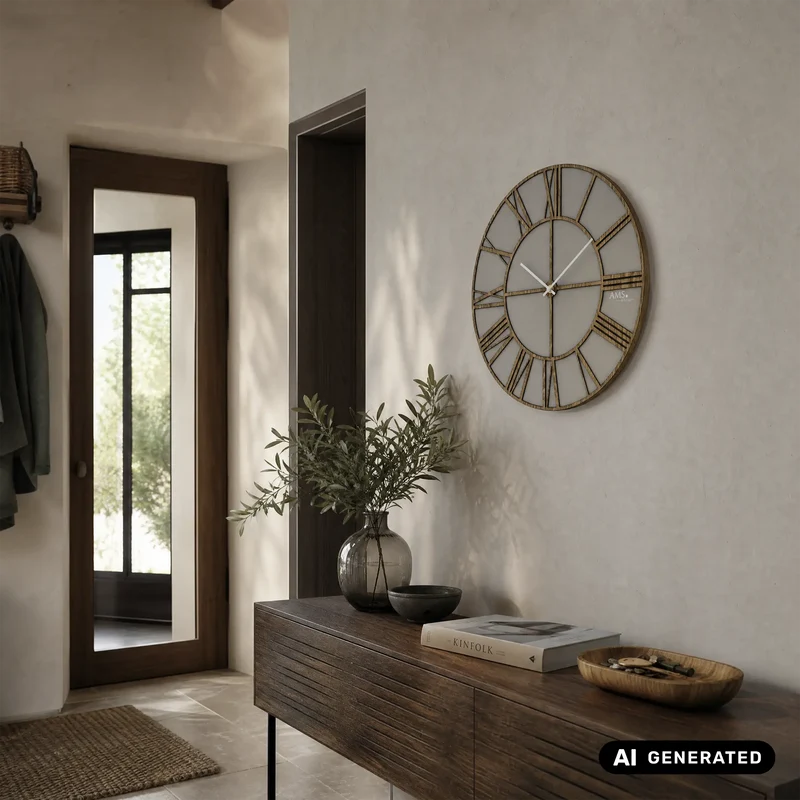 AMS W9635 Wanduhr Holz • Lasergeschnittenes Design • Quarzwerk