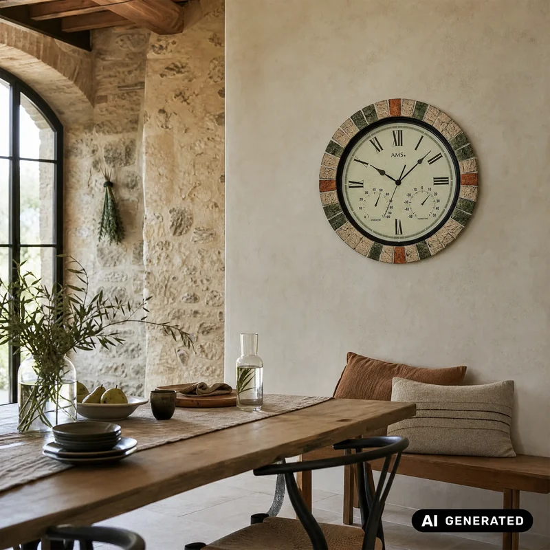 AMS W9620 Wanduhr Outdoor • Quarzwerk mit Thermometer & Hygrometer • Wetterfestes Kunstharzgehäuse