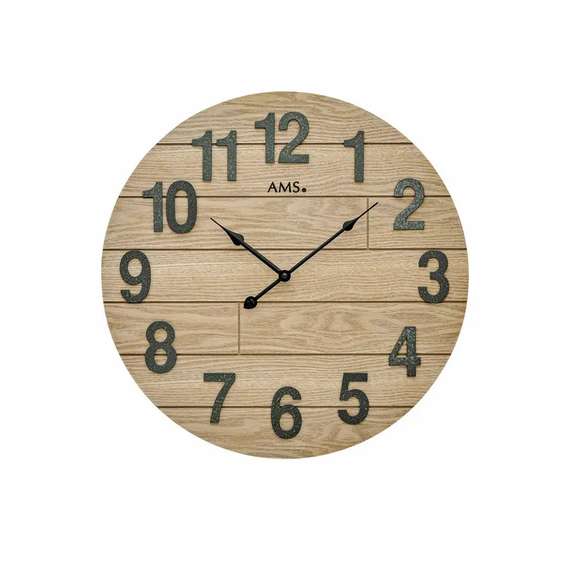 AMS W9617 Wanduhr Holz • Quarzwerk • Aufgelegte Zahlen