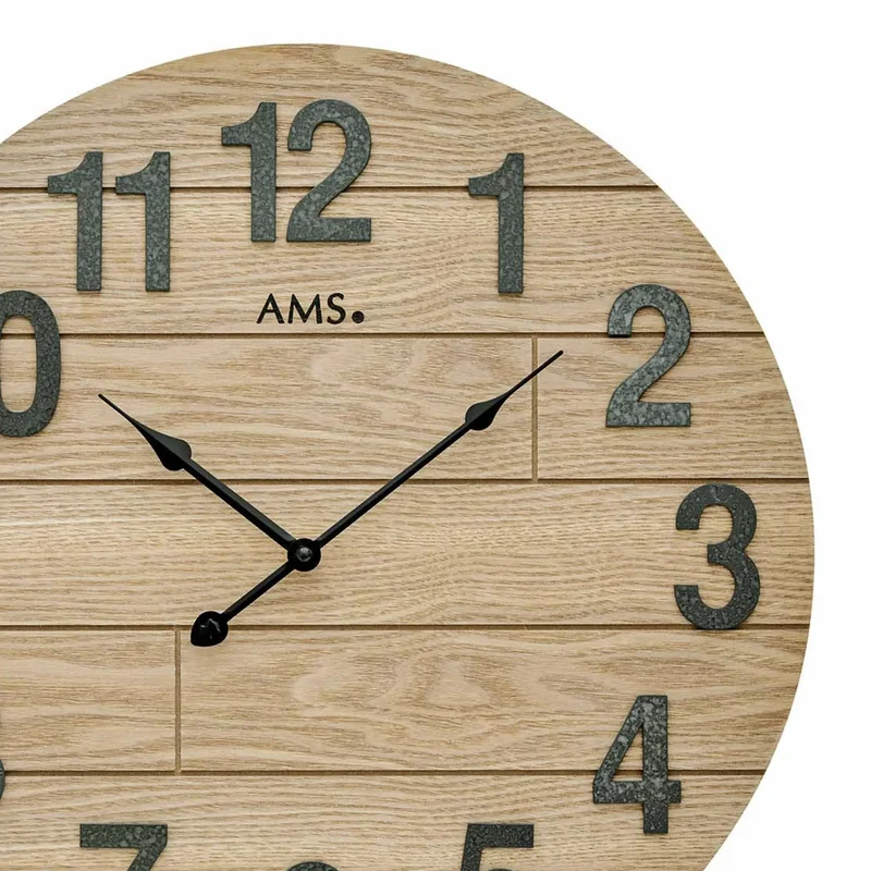 AMS W9617 Wanduhr Holz • Quarzwerk • Aufgelegte Zahlen