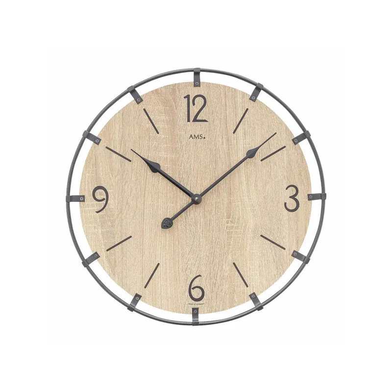 AMS W9616SO Wanduhr Sonoma • Quarzwerk • Holzgehäuse mit Metallring