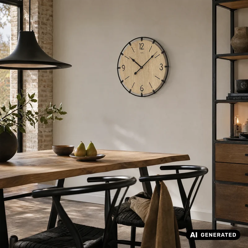 AMS W9616SO Wanduhr Sonoma • Quarzwerk • Holzgehäuse mit Metallring