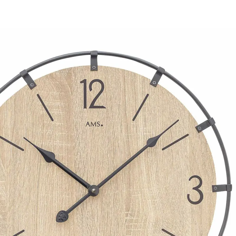 AMS W9616SO Wanduhr Sonoma • Quarzwerk • Holzgehäuse mit Metallring