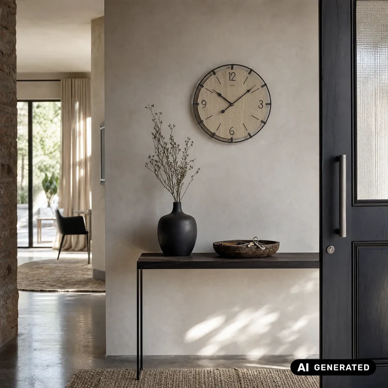 AMS W9616SO Wanduhr Sonoma • Quarzwerk • Holzgehäuse mit Metallring