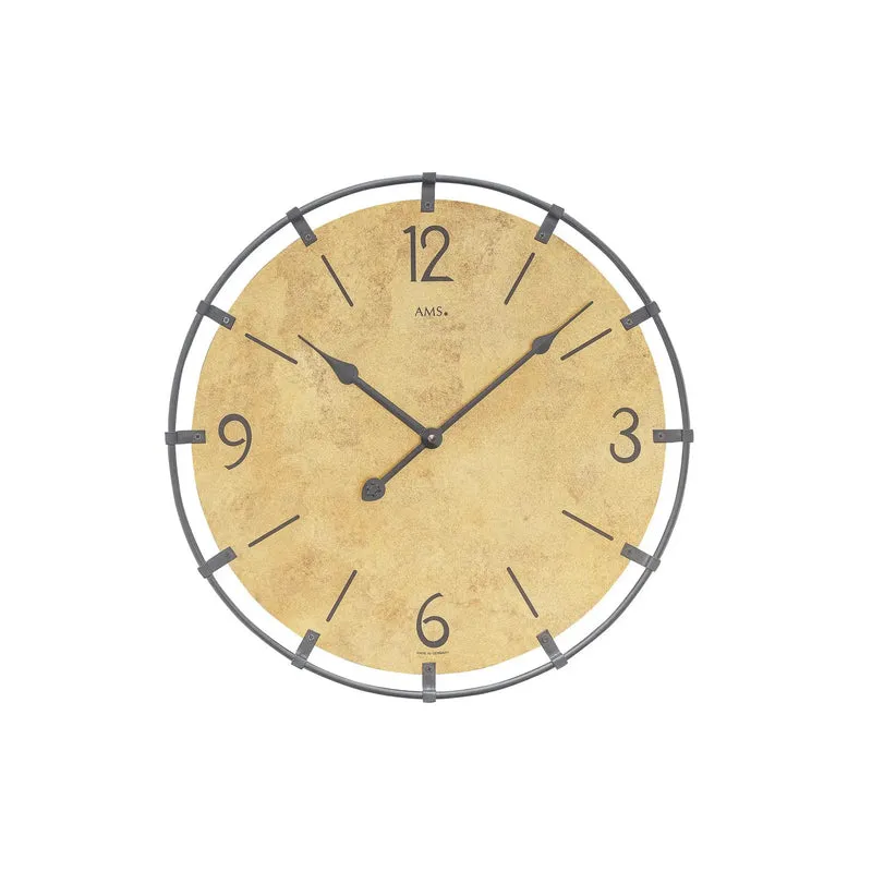 AMS W9616MO Wanduhr Messing Antik • Holzgehäuse • Quarzwerk