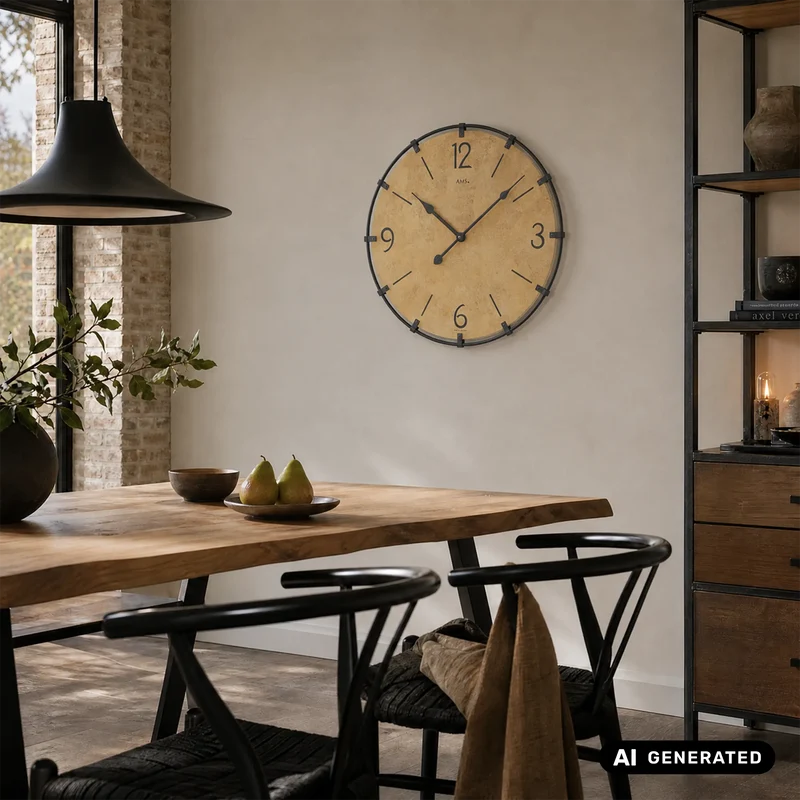 AMS W9616MO Wanduhr Messing Antik • Holzgehäuse • Quarzwerk
