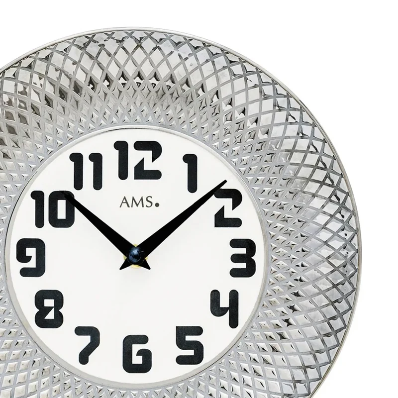 AMS W9614 Wanduhr Silber • Keramikgehäuse • Quarzwerk