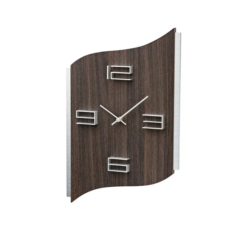AMS W9612 Wanduhr Braun/Aluminium • Quarzwerk • Aufgelegte Zahlen