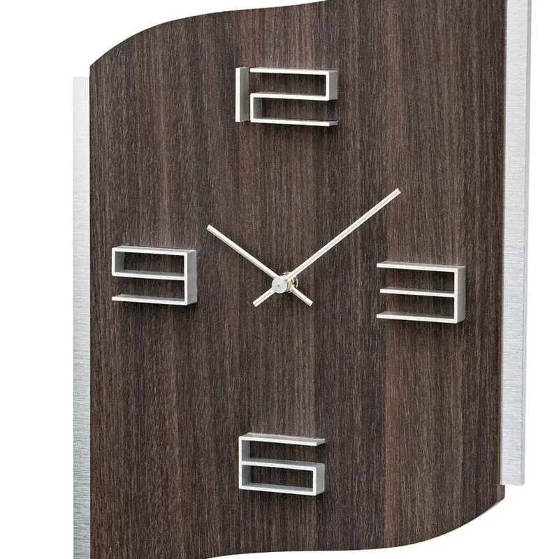 AMS W9612 Wanduhr Braun/Aluminium • Quarzwerk • Aufgelegte Zahlen