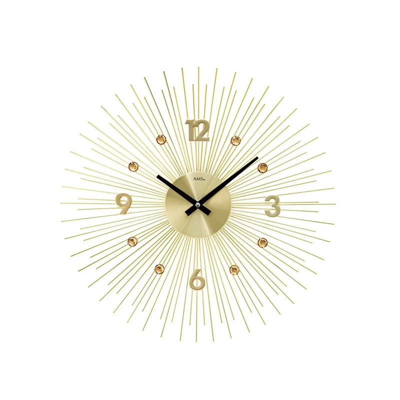 AMS W9611 Wanduhr Gold • Metallgehäuse • Quarzwerk