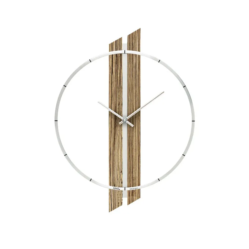 AMS W9606 Wanduhr Nussbaum • Quarzwerk • Aluminium-Frontreif