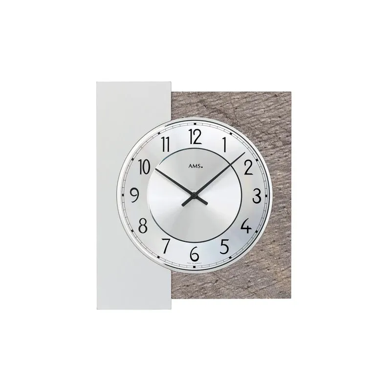 AMS W9580 Wanduhr Naturstein/Aluminium • Quarzwerk • Aluminium-Zifferblatt