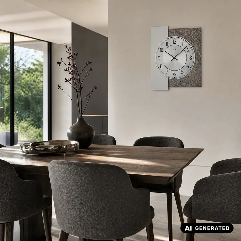 AMS W9580 Wanduhr Naturstein/Aluminium • Quarzwerk • Aluminium-Zifferblatt
