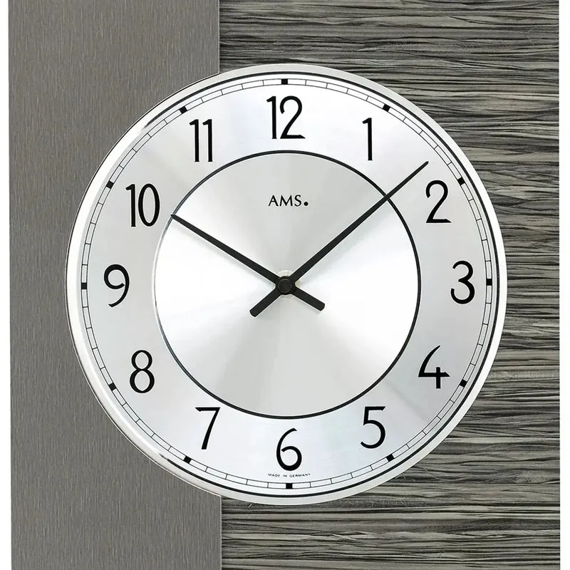 AMS W9584 Wanduhr Holzdekor/Aluminium • Quarzwerk • Aluminium-Zifferblatt