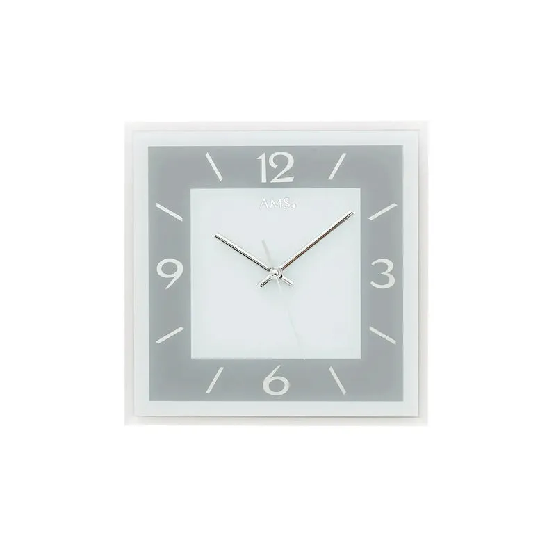 AMS W9573 Wanduhr Blaugrau • Schleichendes Quarzwerk • Facettiertes Spiegelglas