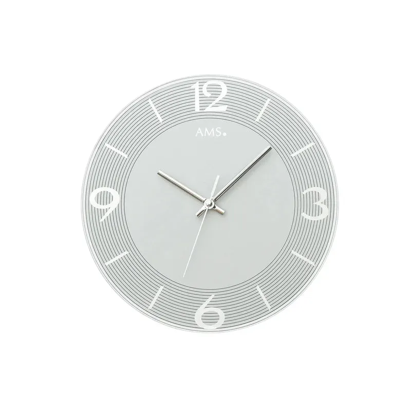 AMS W9571 Wanduhr Blaugrau • Geräuschloses Quarzwerk • Facettiertes Spiegelglas
