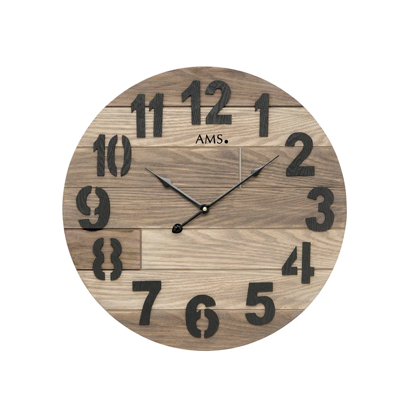 AMS W9569 Wanduhr • Holzgehäuse lackiert • Aufgelegte Zahlen