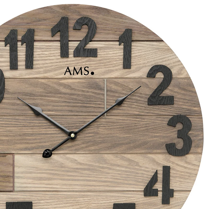 AMS W9569 Wanduhr • Holzgehäuse lackiert • Aufgelegte Zahlen