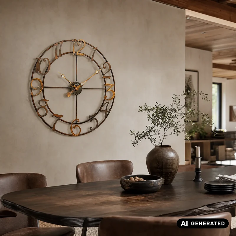 AMS W9566 Wanduhr Schwarz • Quarzwerk • Arabische Ziffern
