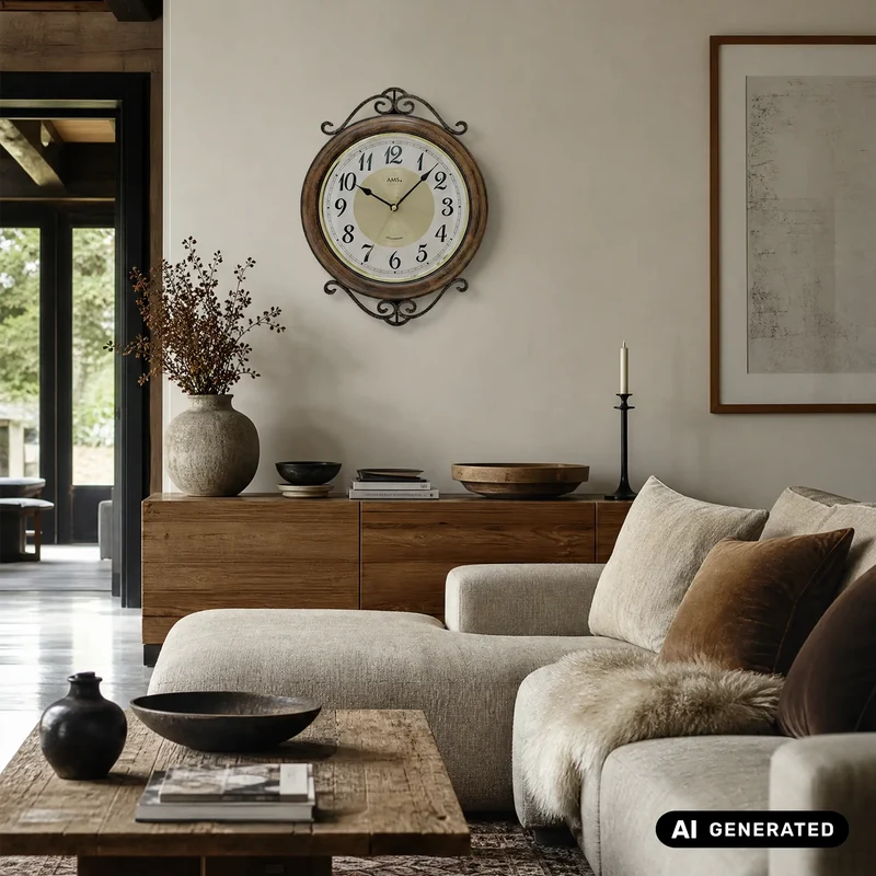 AMS W9565 Wanduhr • Westminster Stundenschlag • Gewölbtes Mineralglas