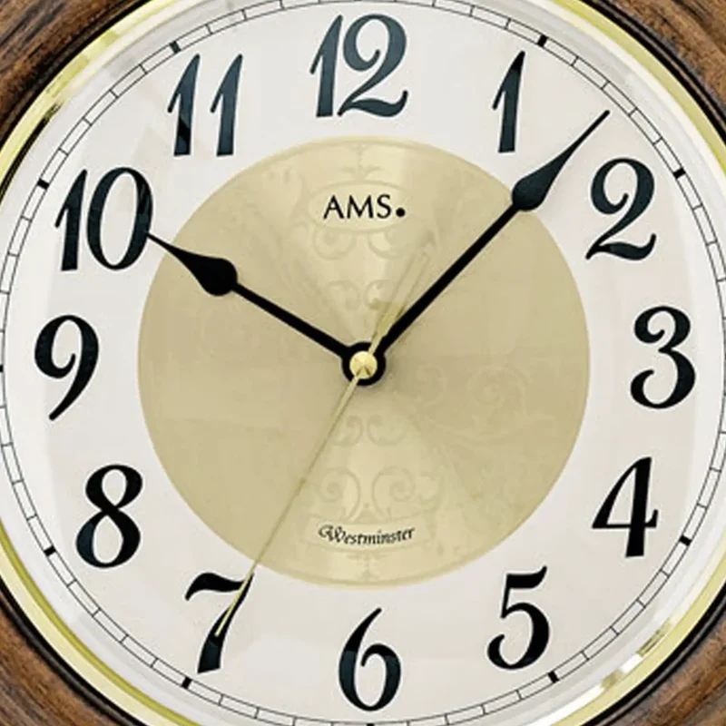 AMS W9565 Wanduhr • Westminster Stundenschlag • Gewölbtes Mineralglas