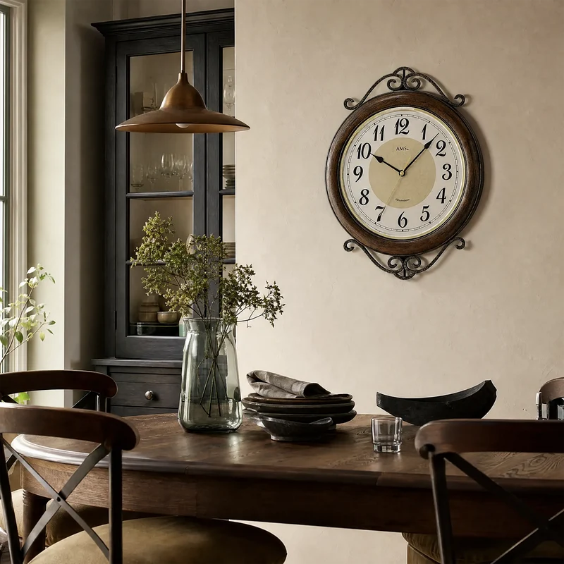 AMS W9565 Wanduhr • Westminster Stundenschlag • Gewölbtes Mineralglas