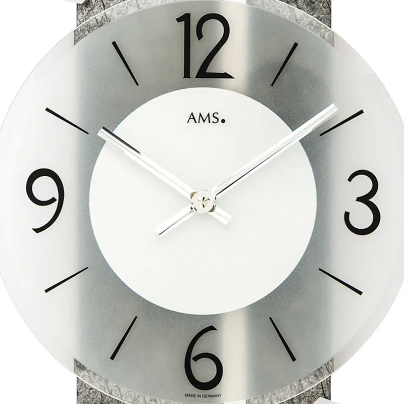 AMS W9548 Wanduhr Naturstein/Aluminium • Facettiertes Mineralglas • Quarzwerk