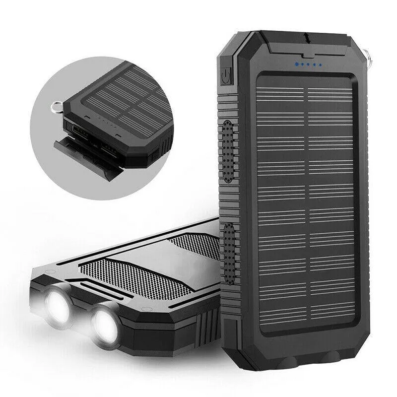 Solar Powerbank Camping 500000mAh Waterdicht Externe Accu met Dual USB en LED Zaklamp voor Onderweg | Sansoti