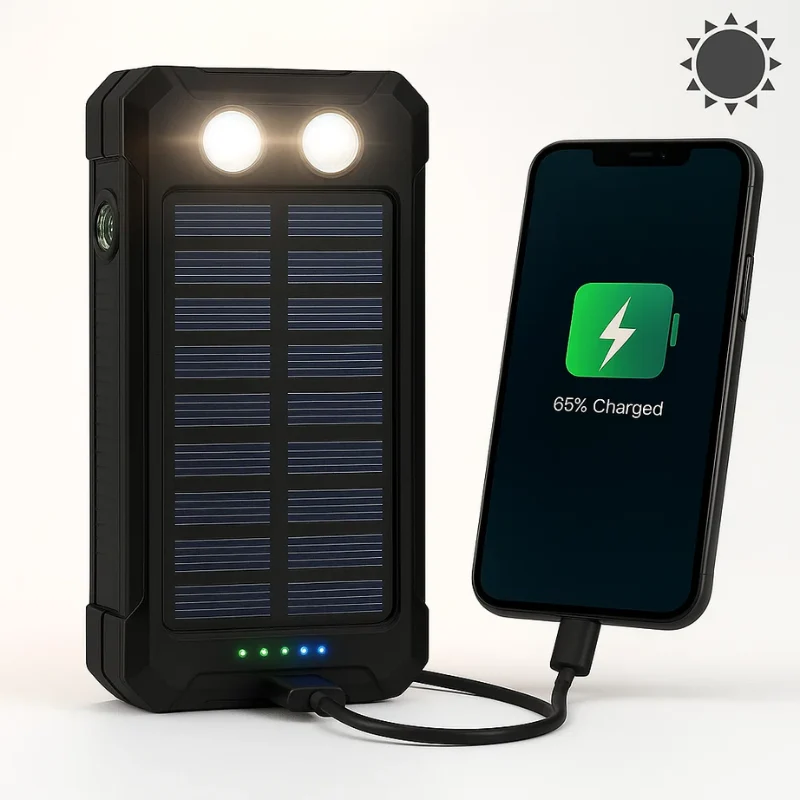 Solar Powerbank Camping 500000mAh Waterdicht Externe Accu met Dual USB en LED Zaklamp voor Onderweg | Sansoti