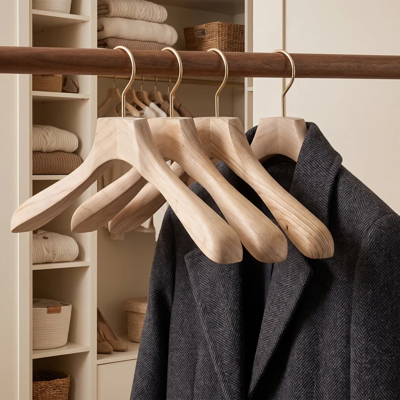 Jassenhangers Hout Brede Schouder Antislip Kamferhout Kast | Sansoti