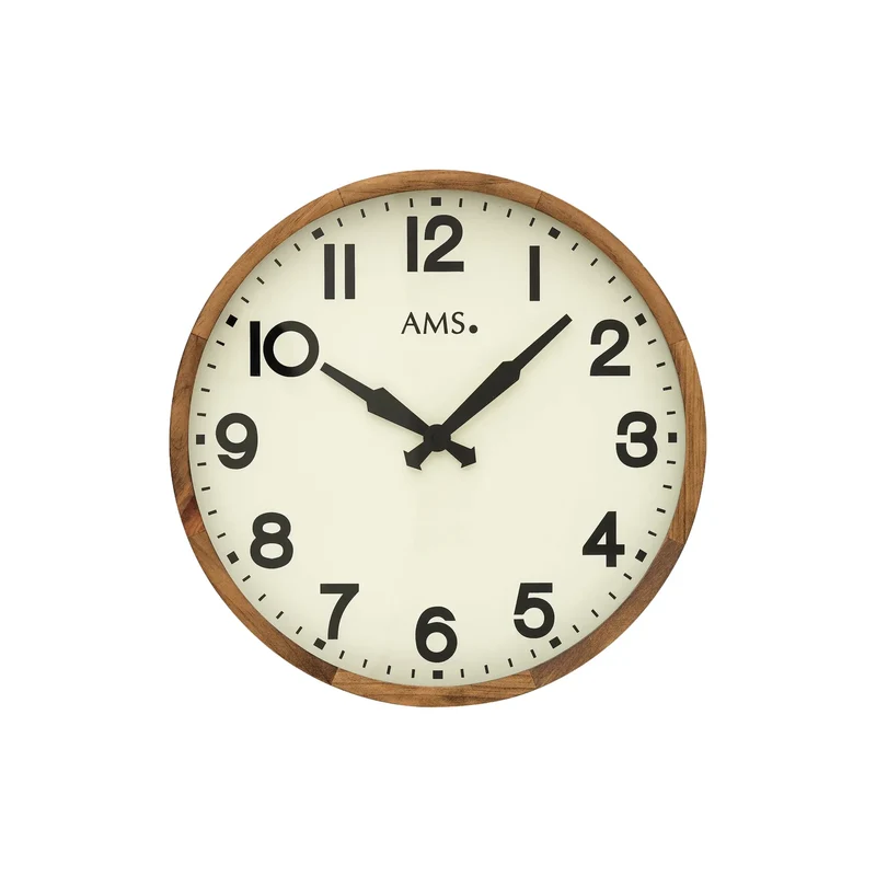 AMS W9535 Wanduhr Antik • Massivholzgehäuse • Mineralglas