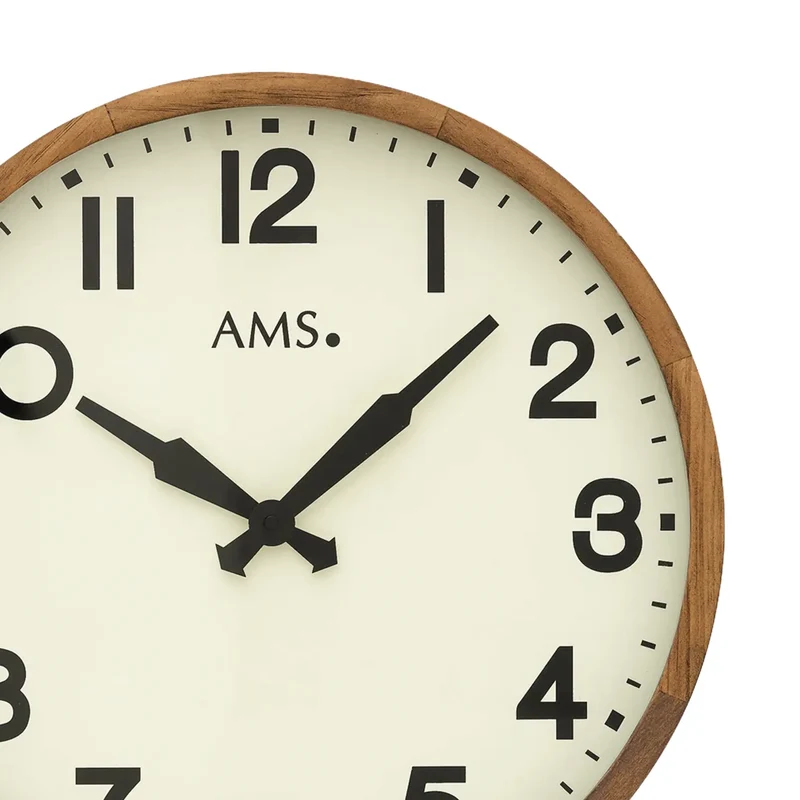 AMS W9535 Wanduhr Antik • Massivholzgehäuse • Mineralglas