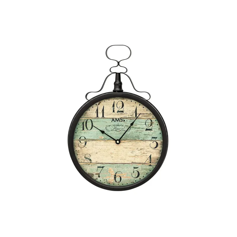 AMS W9532 Wanduhr Silber • Quarzwerk • Metallgehäuse