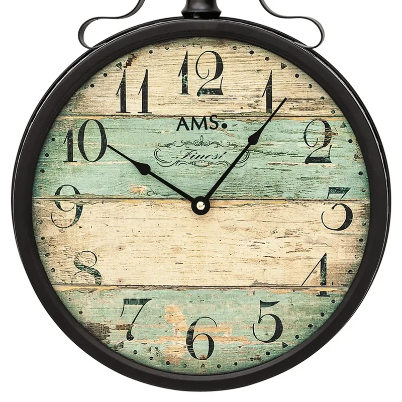 AMS W9532 Wanduhr Silber • Quarzwerk • Metallgehäuse