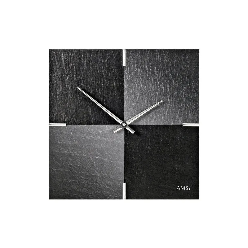 AMS Naturschiefer W9520 Wanduhr Anthrazit • Quarzwerk Made in Germany • Naturschiefer-Gehäuse