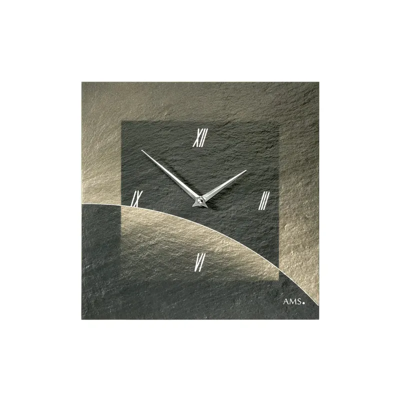 AMS W9519 Wanduhr Schiefer • Naturschiefer-Gehäuse • Airbrush-Design