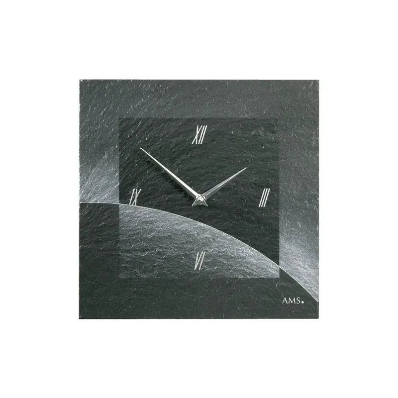 AMS W9518 Wanduhr Naturschiefer • Quarzwerk • Airbrush-Design