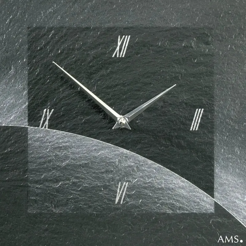AMS W9518 Wanduhr Naturschiefer • Quarzwerk • Airbrush-Design