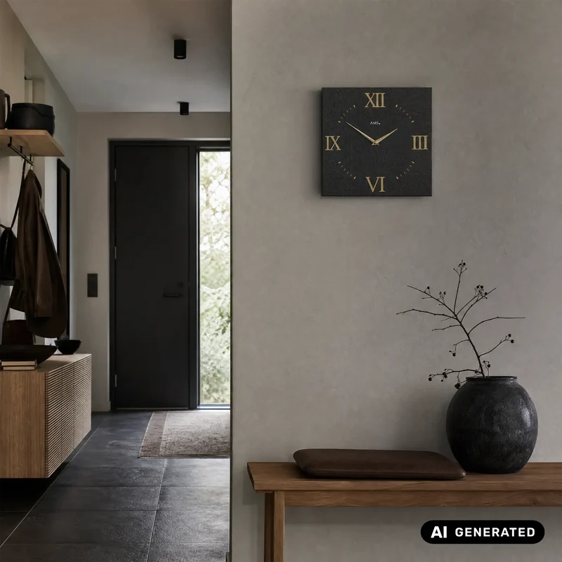 AMS W9517 Wanduhr Schiefer • Naturschiefer-Gehäuse • Quarzwerk