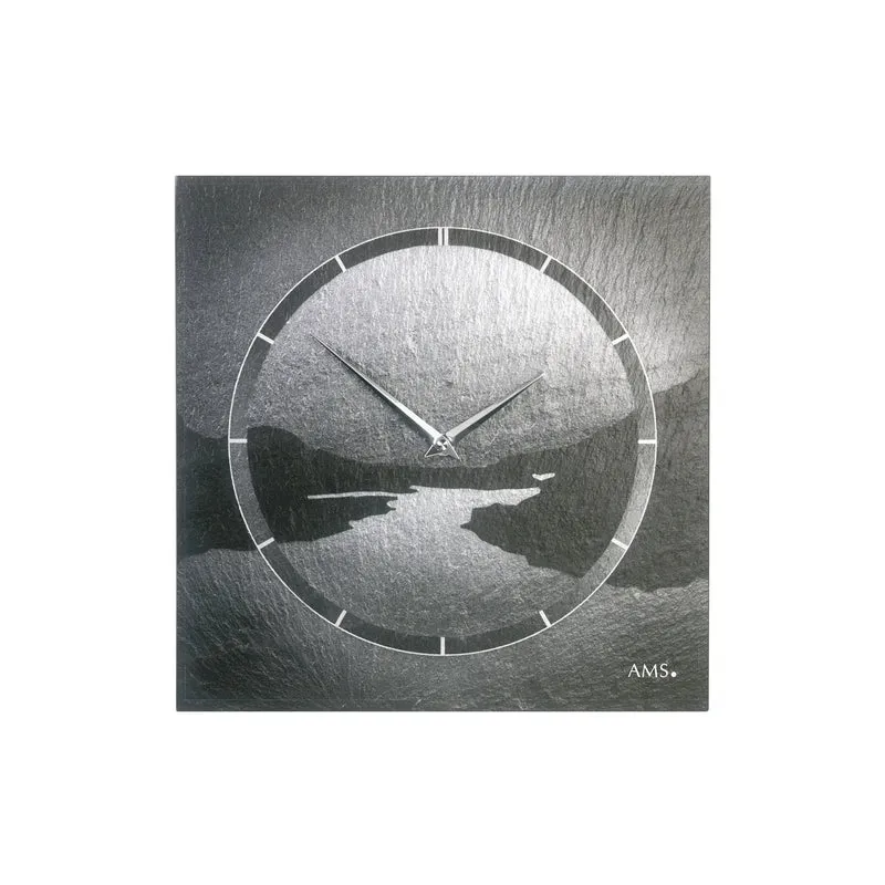 AMS W9512 Wanduhr Schiefer • Naturschiefer-Gehäuse • Airbrush-Design