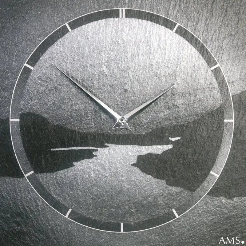 AMS W9512 Wanduhr Schiefer • Naturschiefer-Gehäuse • Airbrush-Design