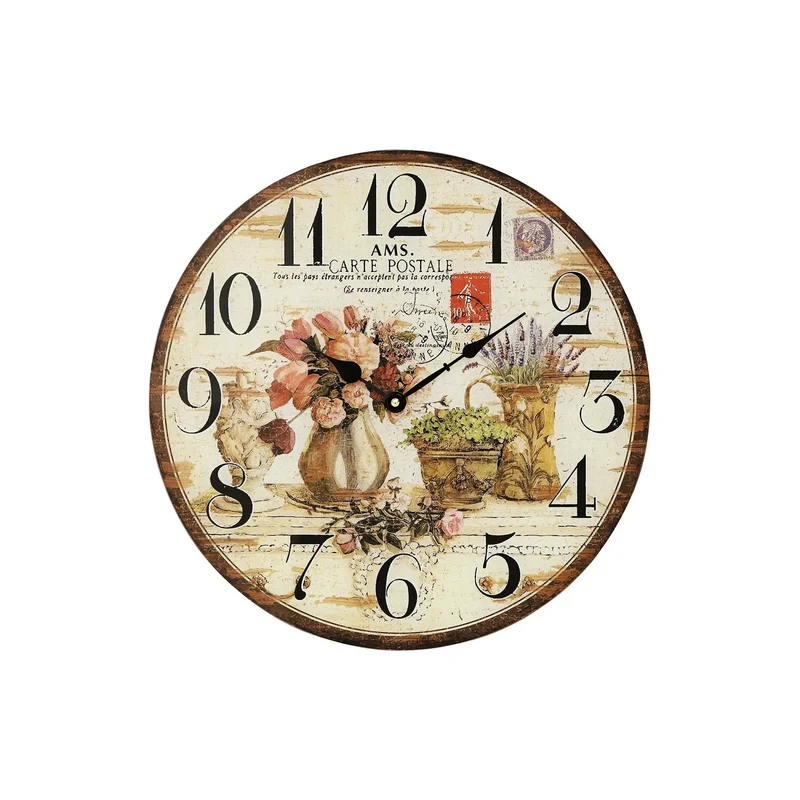 AMS Flowers W9466 Wanduhr Bunt • Bedrucktes Mineralglas • Vintagedesign