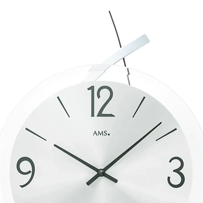 AMS W9718 Wanduhr • Holzgehäuse mit Metallzierelement • Facettiertes Mineralglas