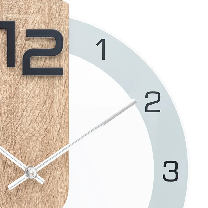 AMS 9711 Wanduhr Sonoma-Eiche • Bedrucktes Mineralglas • Modernes Design