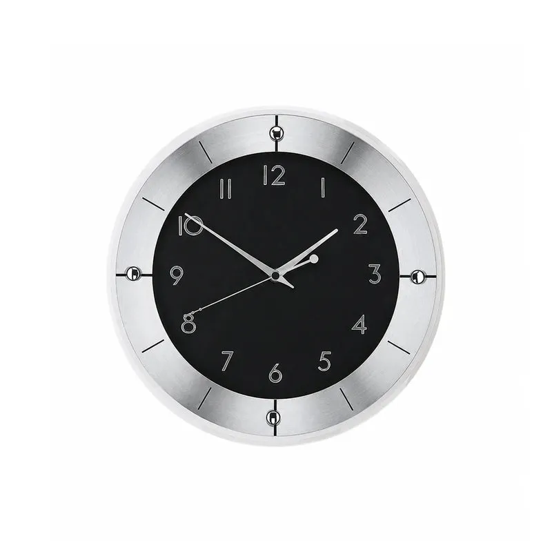 AMS W9449 Wanduhr Silber • Facettiertes Mineralglas • Geschliffenes Aluminium