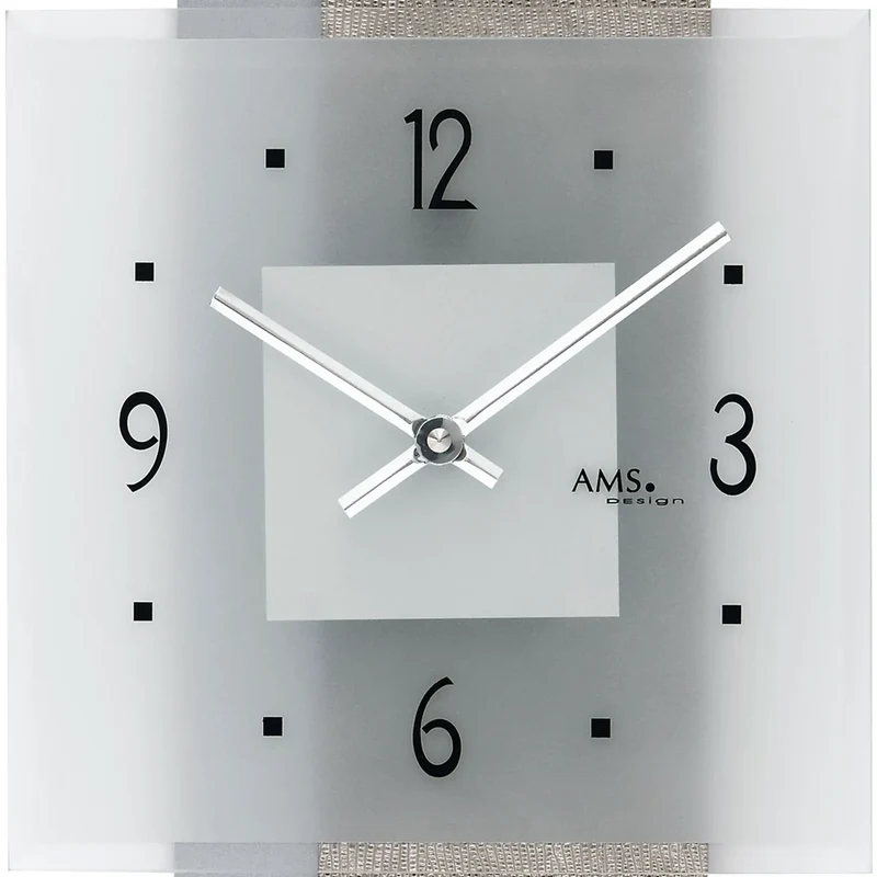 AMS Quarz-Wanduhr W9443 Wanduhr Braun/Grau • Facettiertes Mineralglas • Made in Germany