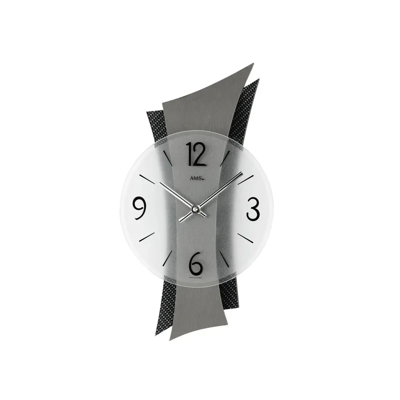 AMS Rimini W9400 Wanduhr Carbon • Mineralglas • Made in Germany